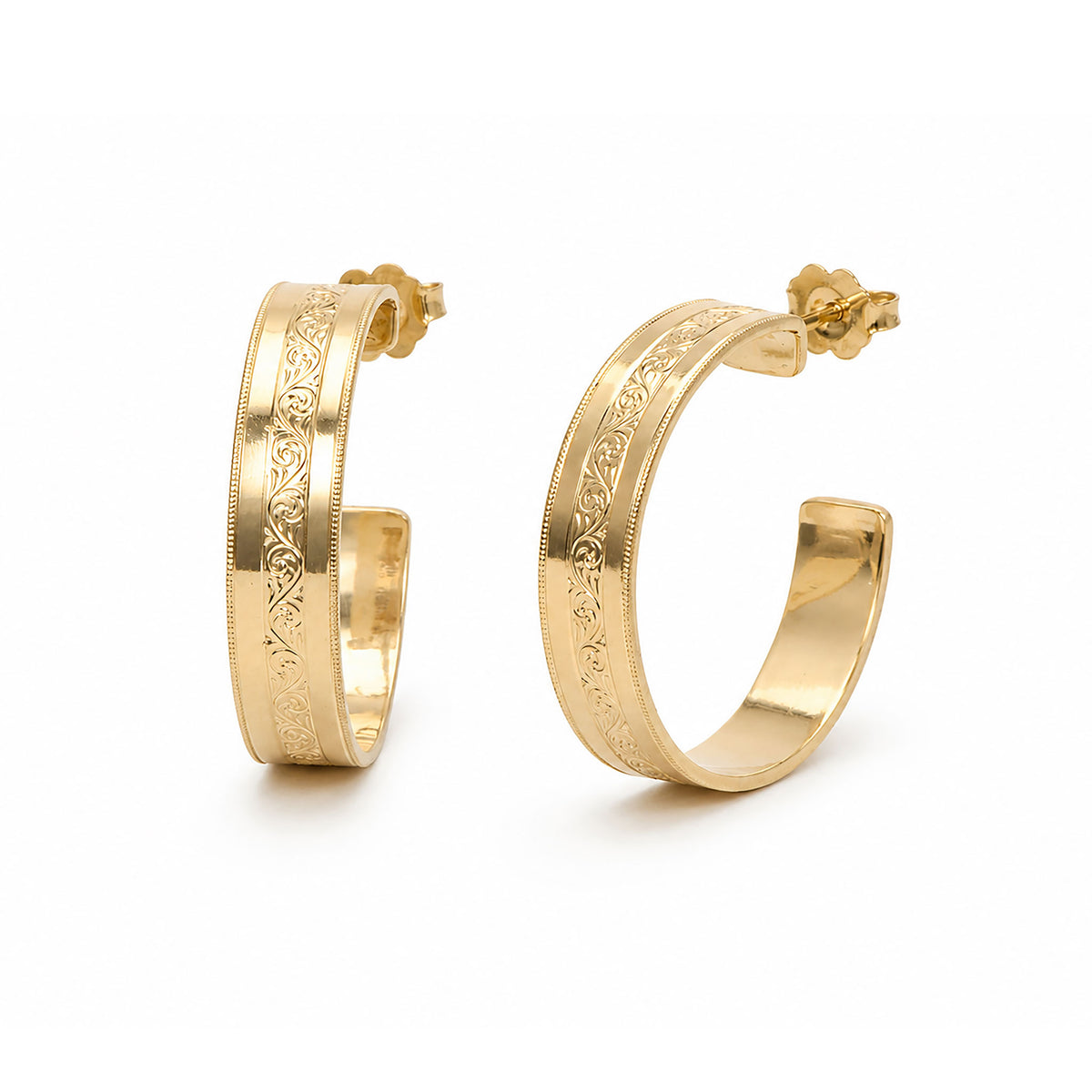 Hāpu'u 14k Gold Hawaiian Heirloom 3/4 Hoop Earrings