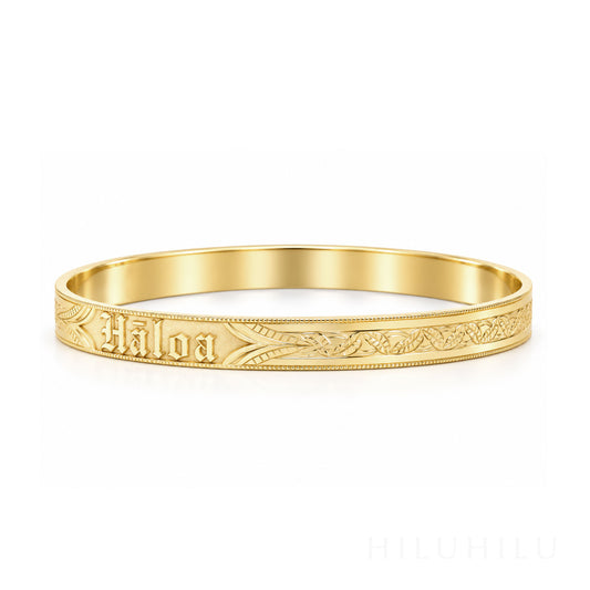 Hāloa 14k gold Hawaiian Heirloom Bangle Bracelet